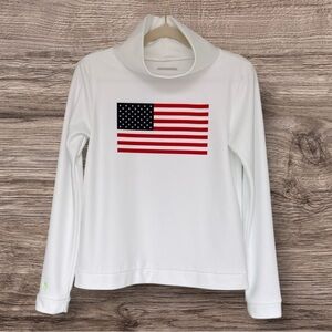 Dudley Stephens Park Slope Turtleneck White American Flag Terry Fleece Small NWT